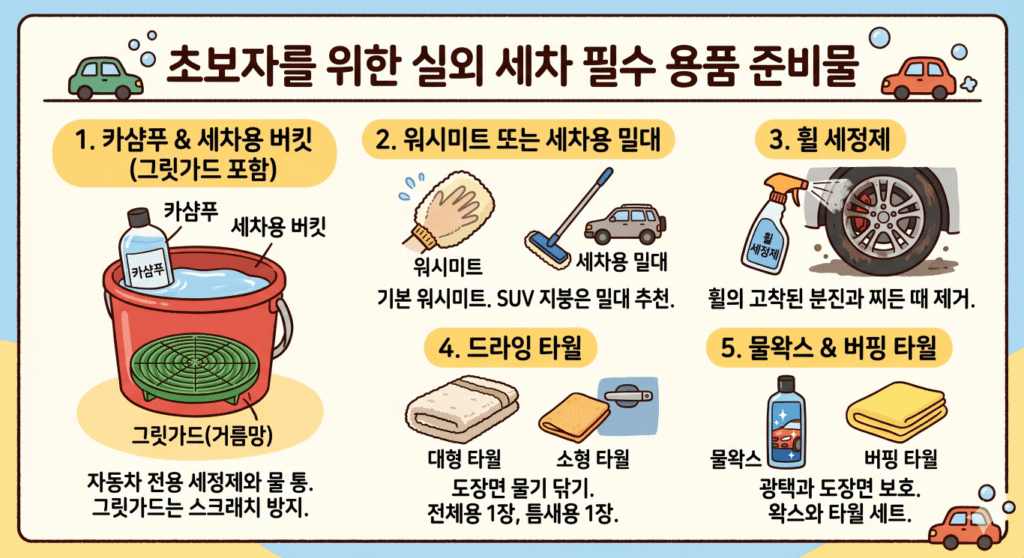 실외 세차 준비물