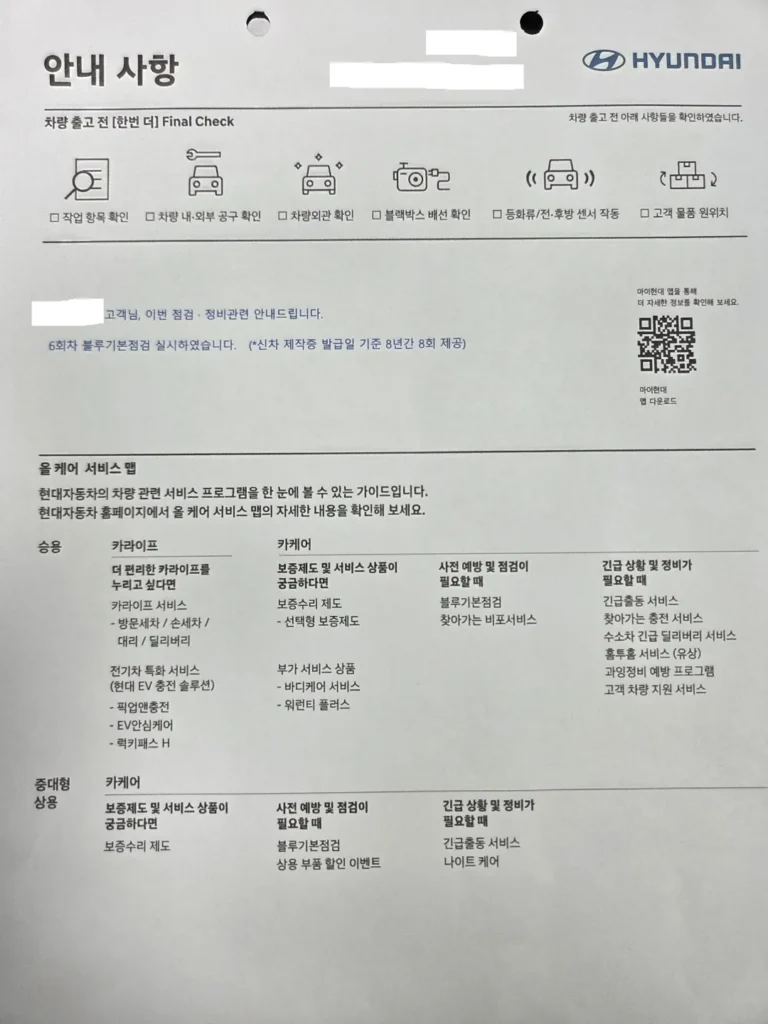 블루 안심 점검 내역서