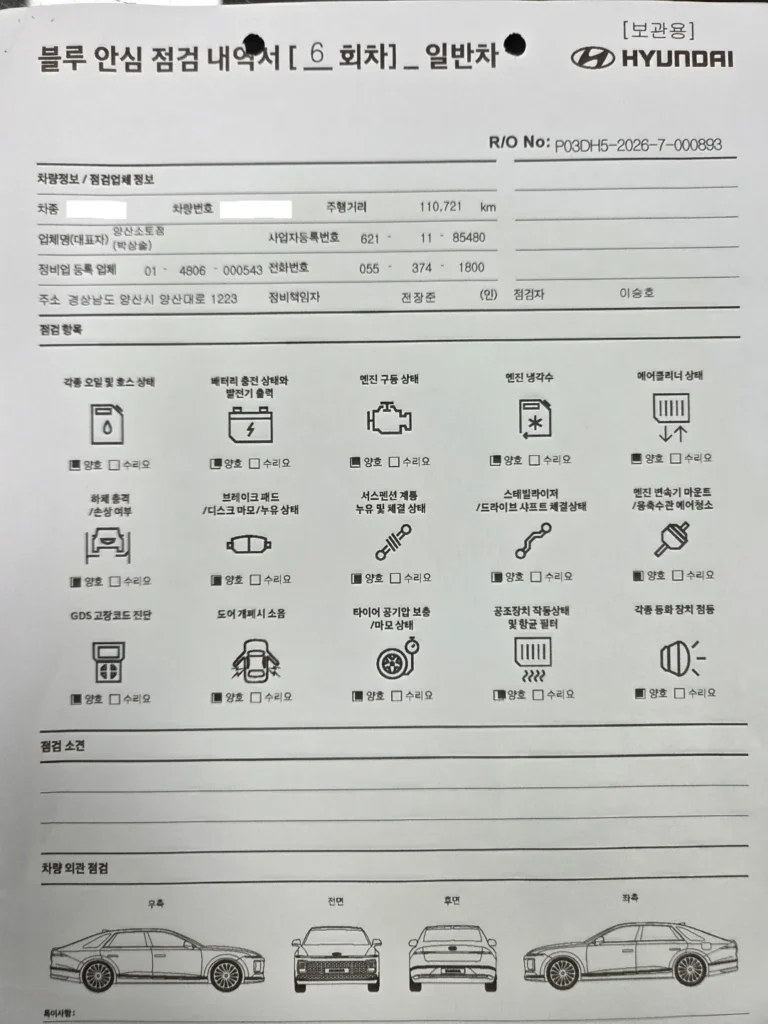 블루 안심 점검 내역서